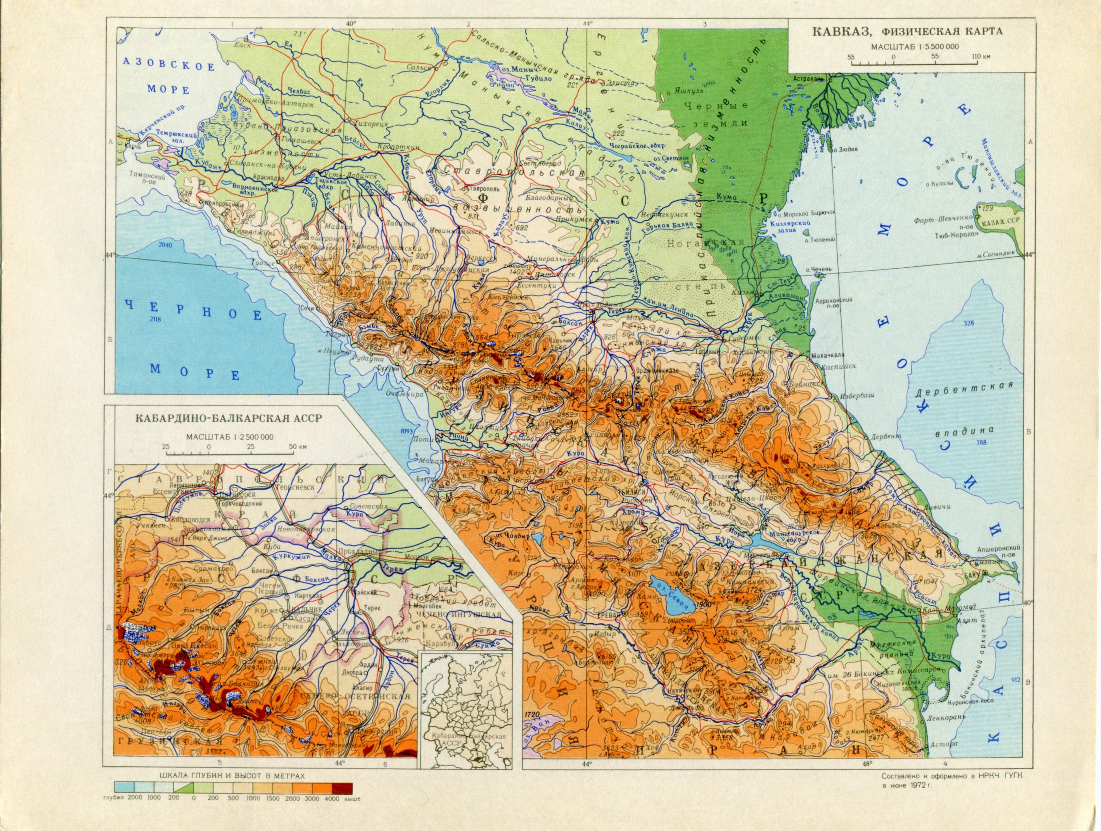 Кавказ на карте